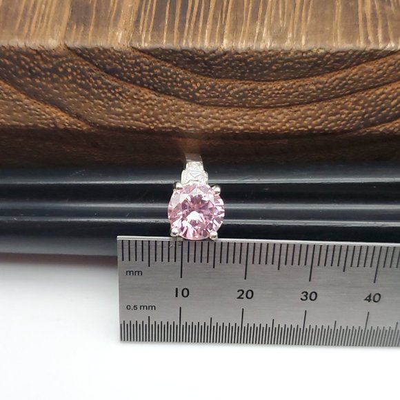 Size 5.5 925 Sterling Silver Beautiful Pink And Clear CZ Gems Ring - Picture 8 of 9